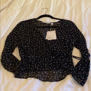 Black and white see through long sleeve